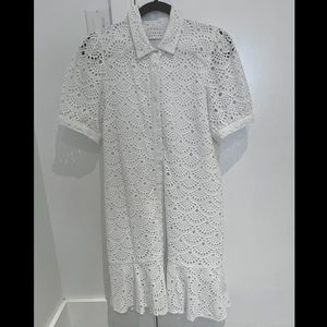 $500 Tanya Taylor size 4 womens Alicia eyelet
shirt dress resort white small
